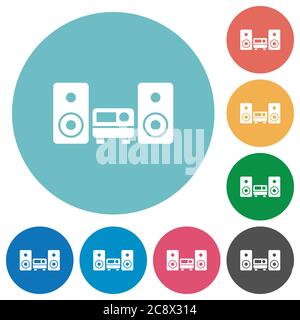 Icône de hifi plate définie sur fond de couleur ronde. Illustration de Vecteur