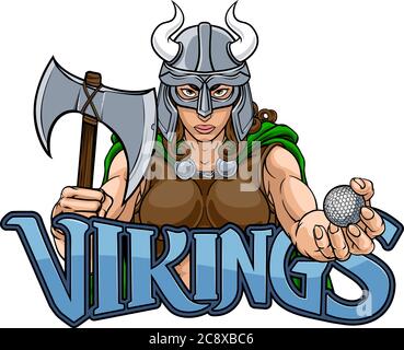 Femme Viking Warrior Woman Golf Gladiator Illustration de Vecteur