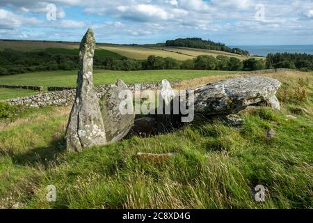 Cairn Holy 2, la chambre funéraire néolithique dit être la tombe du roi écossais mythique Galdus, Carsluith, Dumfries & Galloway, Écosse Banque D'Images