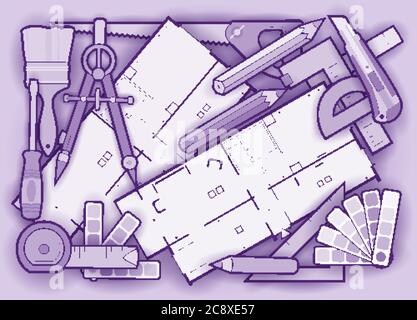 Dessin animé griffée illustration des outils de réparation amusants Illustration de Vecteur