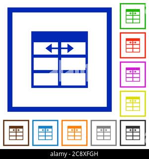 Jeu de couleurs de feuilles de calcul encadrées carrées ajuster la largeur de la colonne de la table icônes plates Illustration de Vecteur
