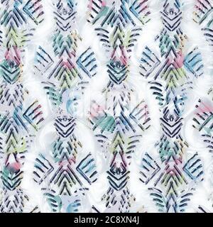 Motif géométrique « Happy Geo » sans coutures bleu marine et blanc Banque D'Images