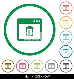 L'application supprime les icônes de couleur plate dans les contours ronds Illustration de Vecteur