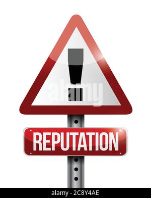 Illustration du panneau d'avertissement de réputation sur fond blanc Illustration de Vecteur