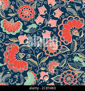 Belle conception ethnique de motif floral idéal pour l'été conception de motif de surface et des produits comme l'emballage, album, papier peint papier-cadeau d'emballage etc. Banque D'Images