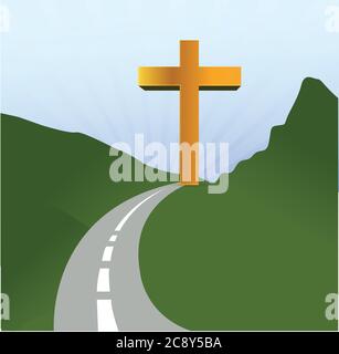 Route de la religion concept illustration paysage de conception Illustration de Vecteur