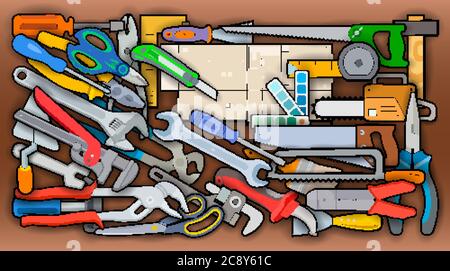 Illustration des outils de réparation des dessins animés Illustration de Vecteur