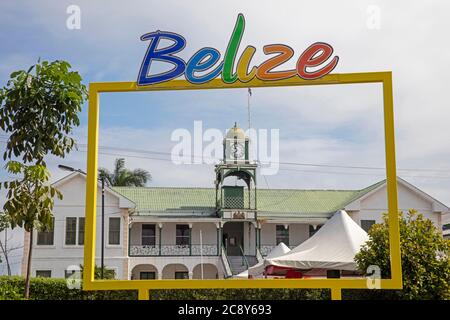 Bâtiment de la haute Cour / Cour suprême / palais de justice de style colonial à Belize City, Caraïbes, Amérique centrale Banque D'Images