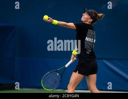 Simona Halep de Roumanie pendant la pratique au tournoi de tennis américain Open Grand Chelem 2019 Banque D'Images