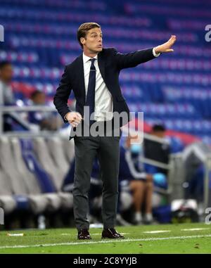 Scott Parker, responsable de Fulham, lors du match de fin de match du championnat Sky Bet au stade de Cardiff City Stadium, à Cardiff. Banque D'Images