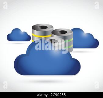 Conception d'illustration du concept de stockage Cloud Computing sur fond blanc Illustration de Vecteur