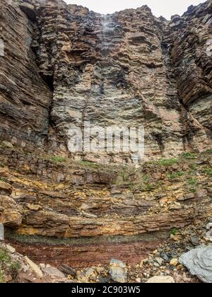 Escalade sur la Rotswand et Masare via ferrata dans le roseraie des Dolomites, Tyrol du Sud, Italie Banque D'Images