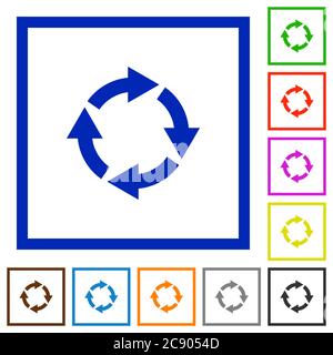 Faire pivoter les icônes de couleur plate de droite dans les cadres carrés Illustration de Vecteur