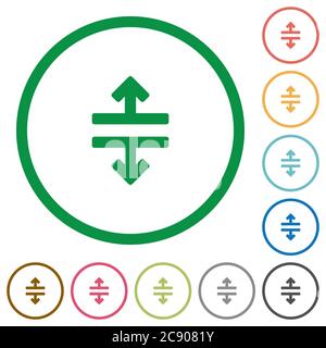 Icônes de couleur horizontale à plat partagé dans des contours ronds Illustration de Vecteur
