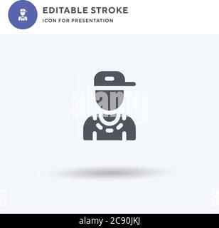 Vecteur d'icône de rappeur, signe plat rempli, pictogramme solide isolé sur blanc, illustration du logo. Icône de rappeur pour la présentation. Illustration de Vecteur