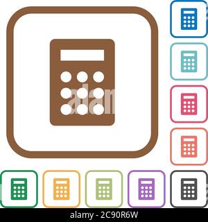 Calculatrice icônes simples en couleur cadres carrés arrondis sur fond blanc Illustration de Vecteur