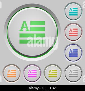 Les icônes de couleur des initiales du texte sur les boutons-poussoirs irrécupérables Illustration de Vecteur