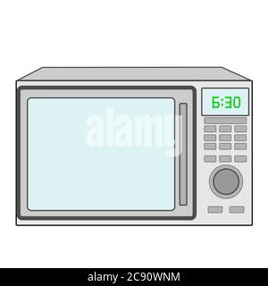 Four à micro-ondes domestique pour usage domestique isolé sur fond blanc. Illustration de Vecteur