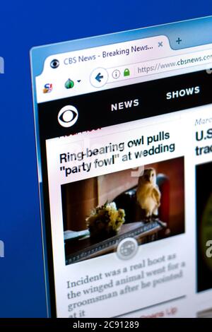 Ryazan, Russie - 28 mars 2018 - Page d'accueil de CBSNews sur l'affichage de PC, adresse web - cbsnews.com Banque D'Images