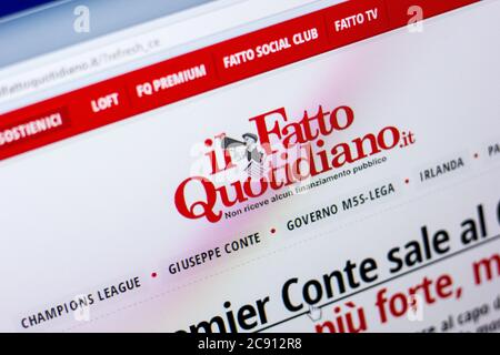 Ryazan, Russie - 27 mai 2018 : page d'accueil du site Internet d'IlFattoQuotidiano sur l'affichage du PC, url - IlFattoQuotidiano.it Banque D'Images