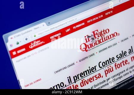 Ryazan, Russie - 27 mai 2018 : page d'accueil du site Internet d'IlFattoQuotidiano sur l'affichage du PC, url - IlFattoQuotidiano.it Banque D'Images