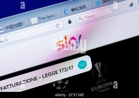 Ryazan, Russie - 27 mai 2018: Page d'accueil du site Sky sur l'affichage de PC, url - Sky.it Banque D'Images