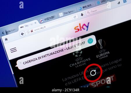 Ryazan, Russie - 27 mai 2018: Page d'accueil du site Sky sur l'affichage de PC, url - Sky.it Banque D'Images