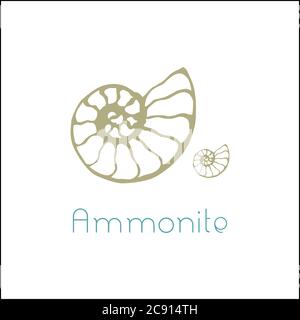 Logo vectoriel nautilus seashell de l'ammonite fossile. Illustration dessinée à la main pour le salon de spa, le restaurant de fruits de mer café entreprise Illustration de Vecteur