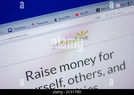 Ryazan, Russie - 05 juin 2018 : page d'accueil du site de GoFundMe sur l'affichage du PC, url - GoFundMe.com Banque D'Images