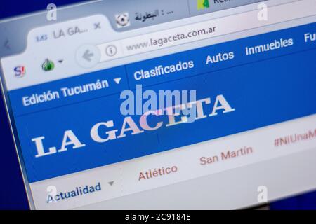 Ryazan, Russie - 05 juin 2018: Page d'accueil du site de LaGaceta sur l'affichage de PC, url - LaGaceta.com.ar Banque D'Images