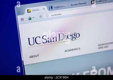 Ryazan, Russie - 05 juin 2018 : page d'accueil du site Internet de l'UCSD sur PC, url - UCSD.edu Banque D'Images