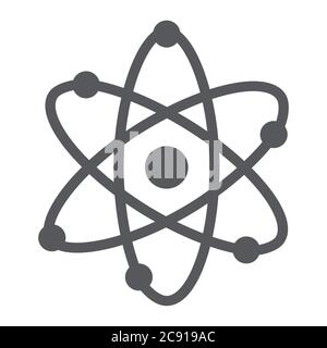 Icône de glyphe de structure d'atome, scientifique et nucléaire, signe de noyau, graphiques vectoriels, un motif solide sur un fond blanc. Illustration de Vecteur