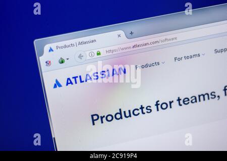 Ryazan, Russie - 05 juin 2018: Page d'accueil du site d'Atlassian sur l'affichage de PC, url - Atlassian.com Banque D'Images