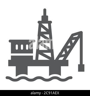 Icône de glyphe de plate-forme pétrolière, industriel et derrick, signe de plate-forme pétrolière, graphiques vectoriels, un motif Uni sur un fond blanc. Illustration de Vecteur