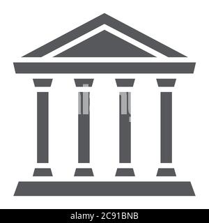 Icône de glyphe de banque, bâtiment et architecture, panneau de palais de justice, graphiques vectoriels, un motif Uni sur un fond blanc. Illustration de Vecteur