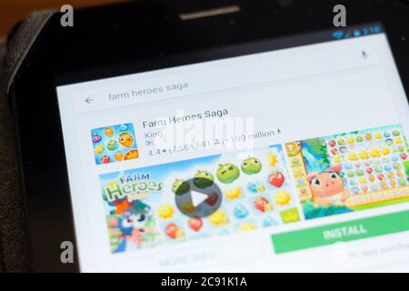 Ryazan, Russie - 24 juin 2018 : icône Farm Heroes Saga sur la liste des applications mobiles Banque D'Images