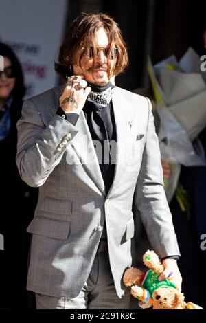 Londres, Royaume-Uni - 28 juillet 2020 : Johnny Depp assiste à un procès en diffamation contre le journal Sun à la Royal courts of Justice - Depp vs Heard Banque D'Images