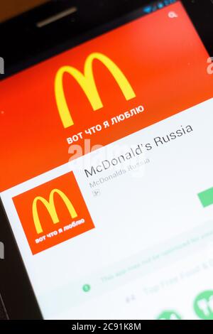 Ryazan, Russie - 24 juin 2018: McDonalds Russie application mobile sur l'affichage de tablette PC Banque D'Images