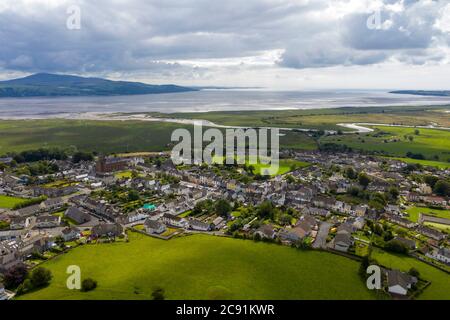 Vue aérienne de Wigtown, de la rivière Bladnoch et de Wigtown Bay, Wigtownshire, Dumfries & Galloway, Écosse. Banque D'Images