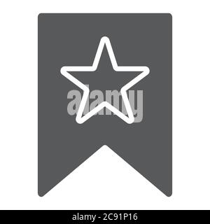 Icône de glyphe des favoris, marque et favori, signet avec signe d'étoile, graphiques vectoriels, un motif Uni sur un fond blanc. Illustration de Vecteur