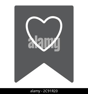 Icône de glyphe favori, marque et favori, signet avec le signe du coeur, graphiques vectoriels, un motif Uni sur un fond blanc. Illustration de Vecteur