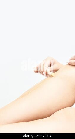 Épilation. Routine pour la peau des femmes. Soins du corps Banque D'Images