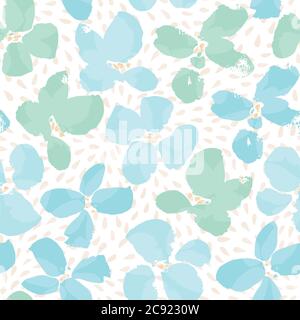 Motif vectoriel sans couture avec fleurs texturées sur fond texturé. Motif fleuri audacieux dans des tons pastel. Un motif de pinceau moderne et vif, dessiné à la main et en mouvement. Conception de la répétition de surface. Illustration de Vecteur