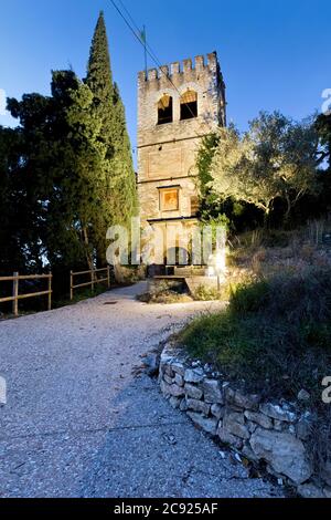 Tour du château Scaliger de Tregnago. Tregnago, vallée de l'Illasi, province de Vérone, Vénétie, Italie, Europe. Banque D'Images