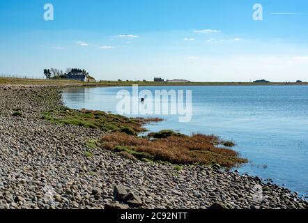 Vue sur la Lune depuis Crook Farm, Glasson Dock, Lancaster, Lancashire. Banque D'Images