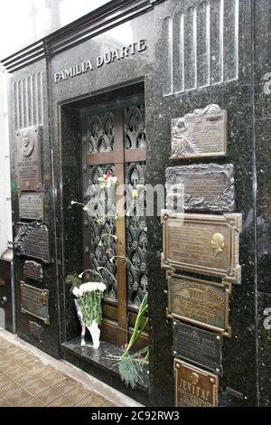 Buenos Aires, Argentine - 06 mars 2008 - cimetière la recoleta à Buenos Aires. Lieu de sépulture d'Évita, une figure politique bien connue et épouse de l'ex Pissid Banque D'Images