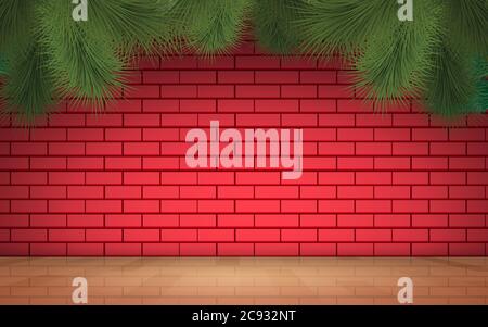 parquet et mur de briques rouges dans la chambre Illustration de Vecteur