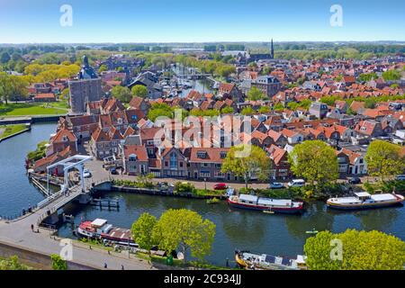 Aérienne de la ville Enkhuizen aux pays-Bas Banque D'Images