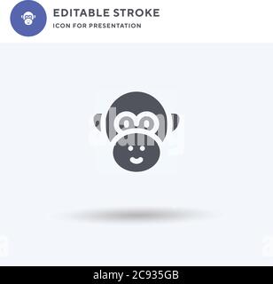Écureuil Monkey icon vector, signe plat rempli, pictogramme solide isolé sur blanc, illustration du logo. Icône Singe écureuil pour présentation. Illustration de Vecteur
