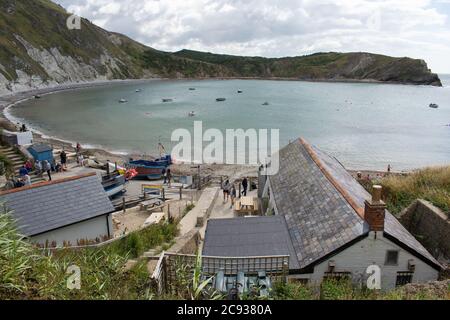 Lulworth Cove d'en haut, Dorset, Royaume-Uni Banque D'Images